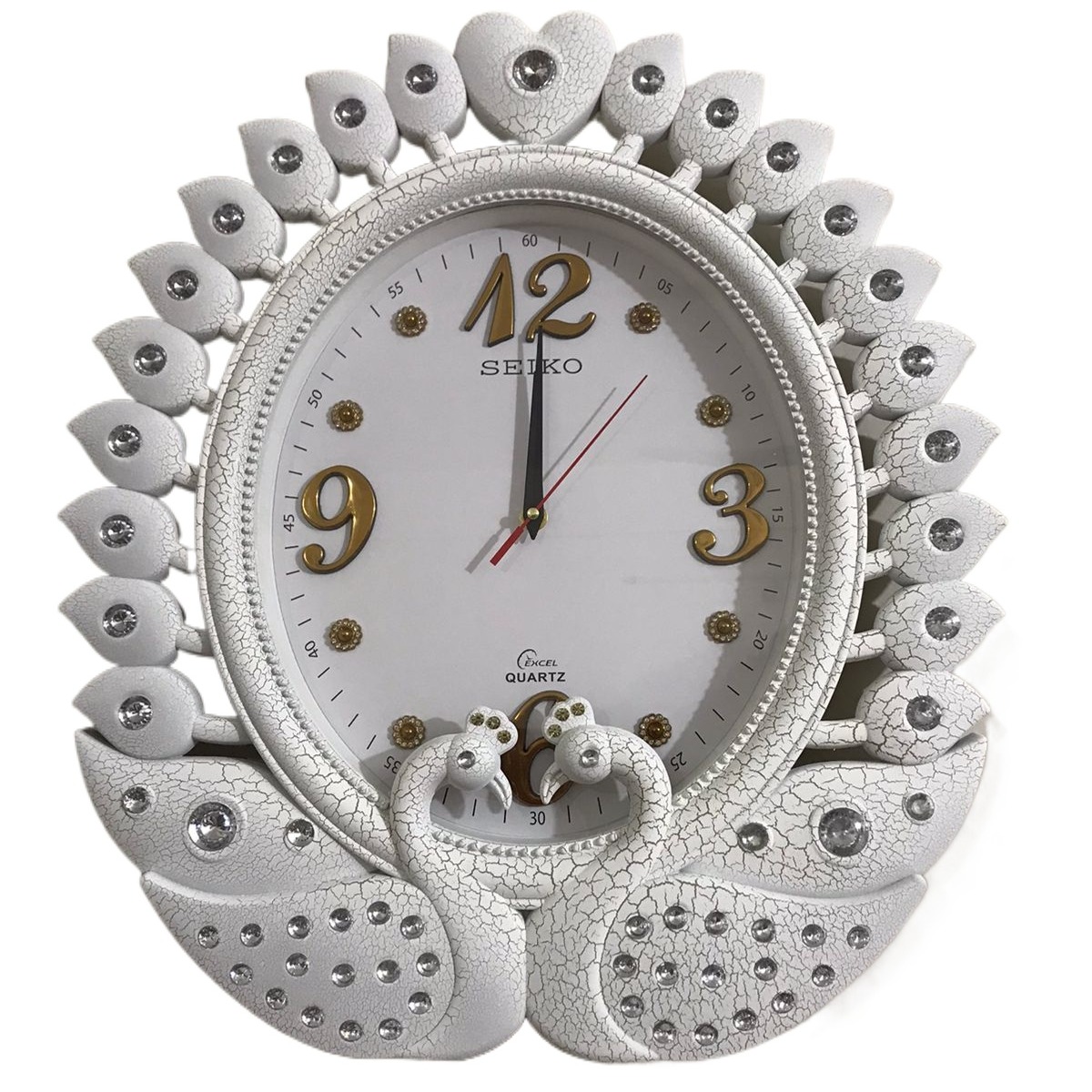 Picture of 45 CM Vintage Fiber Made Seiko Oval Shape Peacock Decorative Wall Clock
