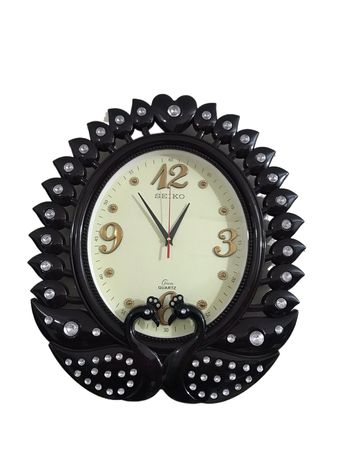Picture of 45 CM Vintage Fiber Made Seiko Oval Shape Peacock Decorative Wall Clock
