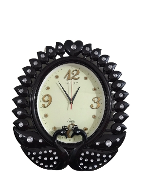 Picture of 45 CM Vintage Fiber Made Seiko Oval Shape Peacock Decorative Wall Clock