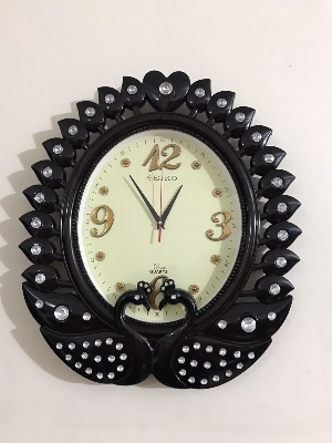 Picture of 45 CM Vintage Fiber Made Seiko Oval Shape Peacock Decorative Wall Clock