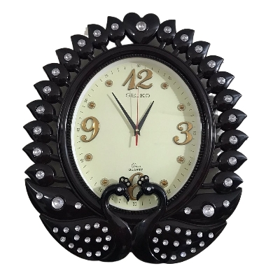 Picture of 45 CM Vintage Fiber Made Seiko Oval Shape Peacock Decorative Wall Clock