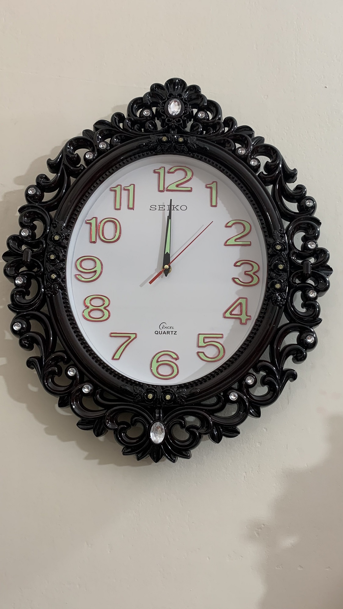 Picture of 50 CM Vintage Fiber Made Seiko Decorative Wall Clock With Stone Design - 50 cm