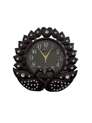 Picture of 46 CM Peacock Fiber Made Seiko Decorative Wall Clock Stone Design - 46cm
