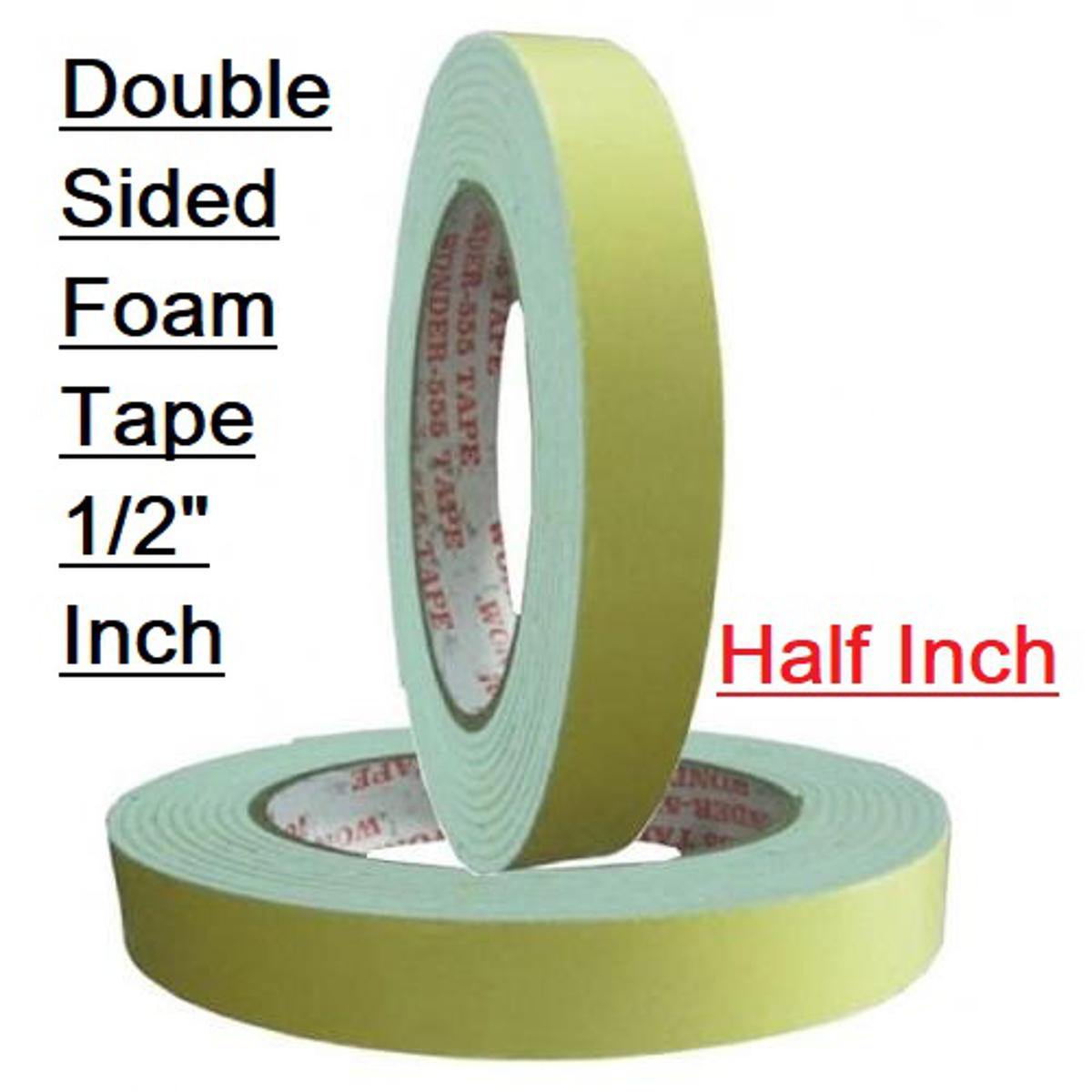 Picture of 12mm Foam Tape WHITE 1/2" Inch DOUBEL SIDE Foam Tape 12mm Both Side Gum Foam Tape White Double Side Foam Tape 1/2 Inch Tape WHITE Color Foam Tape 