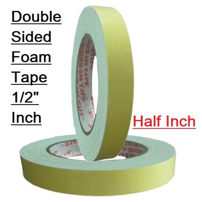 Picture of 12mm Foam Tape WHITE 1/2" Inch DOUBEL SIDE Foam Tape 12mm Both Side Gum Foam Tape White Double Side Foam Tape 1/2 Inch Tape WHITE Color Foam Tape 