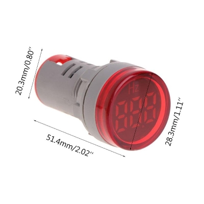 Picture of ROUND 22mm AC Hz Meter Frequency Meter Hertz Meter 50Hz 60Hz Panel Mount 22mm Round Panel LED Digital Display Hz Indicator Light AC 12-500V Line Hz Meter Testers
