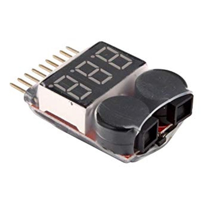Picture of Battery Tester 1-8S R.C Lipo Battery Low Voltage Alarm Indicator Meters Checker Testers Red LED Digital Display 1S-8S Li-Po Battery Voltage Tester Indicator Checker Detector DC For 2S 3S 4S 5S 6S 8S Board Module BB Speaker