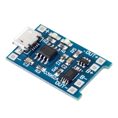 Picture of TP4056 Module: Micro USB 5V 1A 18650 Lithium Battery Charger Circuit with Dual Protection Functions"