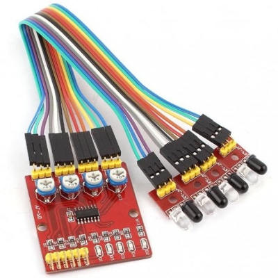 Picture of 4 Way 4 Channel Infrared Detector Tracking Line Obstacle Avoidance Sensor Module DIY Smart Car Robot Module Board For Arduino 3.3V-5V Infrared Tracking Obstacle Avoidance Sensor With Cables