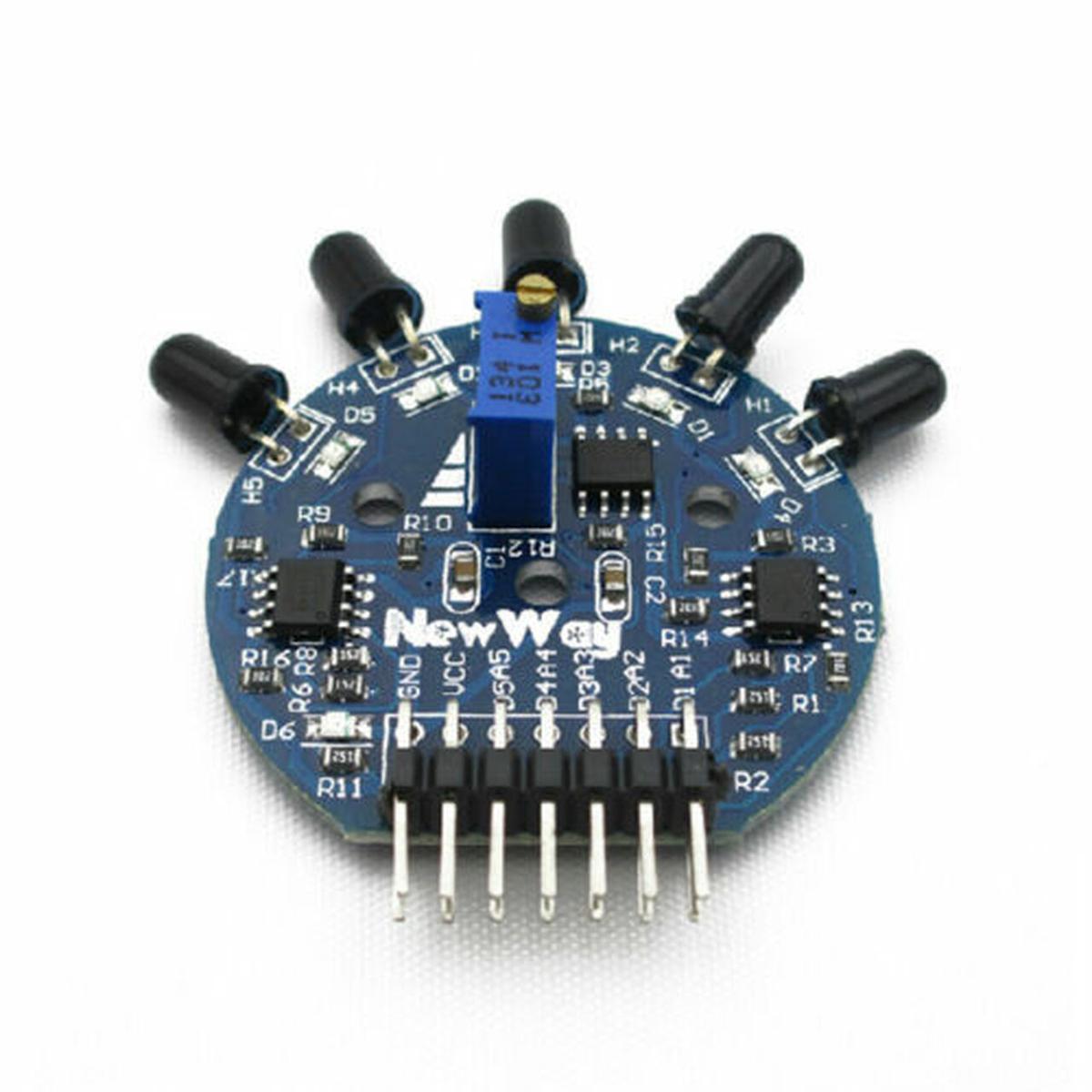 Picture of 5 LED FLAME Sensor For Fire Detection Module 5 Way IR Flame Sensor Module Detector Smart Sense 5 Channel Flame Sensor With Digital Analog Signal Dual Output For Arduino 14 Pin Fire Fighting Light Detection