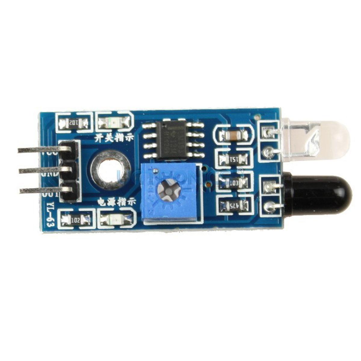 Picture of 2 LED IR Obstacle Sensor Trans-mitter & Rece-iver IR Obstacle Sensor Infrared Proximity Sensor IR Infrared Obstacle Avoidance Sensor Smart Car Robot 3 Pin Cables Connector Reflective Photoelectric Module