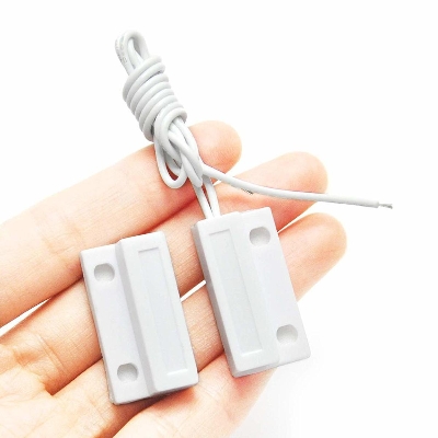 Picture of 1-Pair MC38 MC-38 Wired Magnetic Contact Reed Switch For Door Window Security Alarm System NC Normally Open Magnetic Switch Surface Mount Door Sensor Home Alarm System Sensor For Arduino