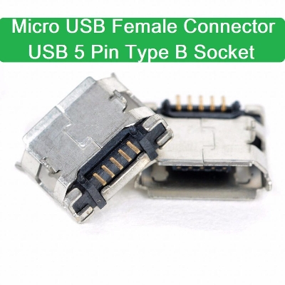 Picture of 5Pcs-5 Pin Micro USB Female Connector USB DIP 5 Pin Type B Socket Adapter Solder Port Soldering Repair Parts Panel Mount For Mobile Phone Charger Cables