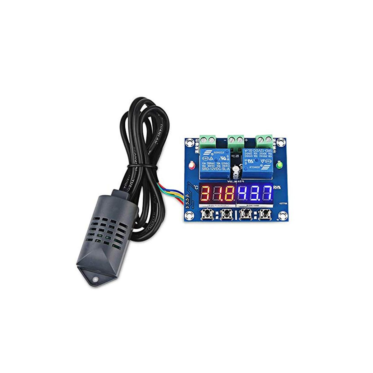 Picture of XH-M452 M452 Thermostat Temperature Humidity Control Thermometers Hygr-ometer Controller Module DC 12V LED Digital Display Dual Output Incubator Temperature Sensor NTC Probe & Dual Relay