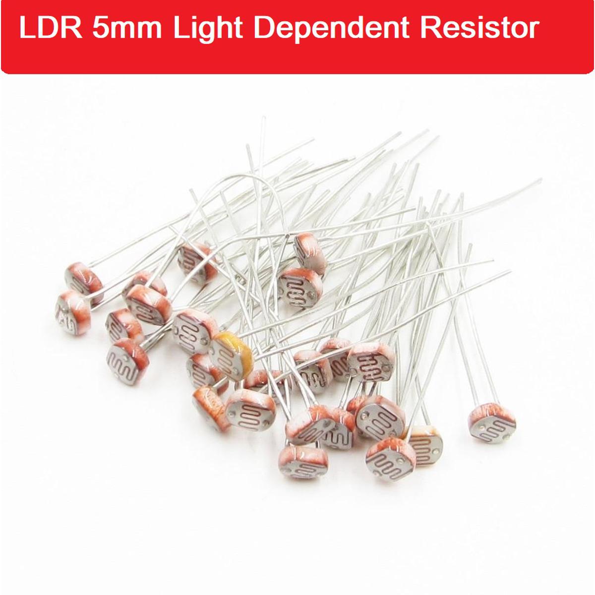 Picture of 5Pcs- LDR 5mm Diameter Photoresistor Photo Cell Light Dependent Resistor 5mm LDR Sensor Switches For Night Light Street Light Sensor Automatic Headlight Dimmer Control Photo Light Sensitive Resistor
