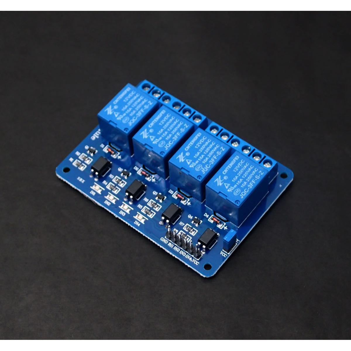 Picture of 12V Relay Module DC 12V Four Channel Isolated Relay Control Module With Screw Terminal For Arduino 4 Channel DC12V With Optocoupler Protection