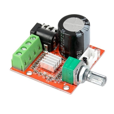 Picture of RED PAM8610 With VOLUME POT PAM-8610 Hi-Fi Audio Stereo Amplifiers Board Module Dual D Class Channel 2x10W 12V Mini Stereo Digital Audio Amplifier Circuit 10W Speakers