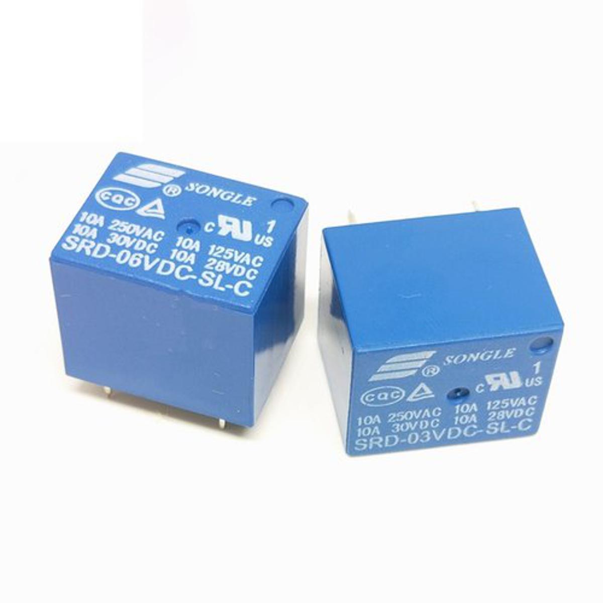 Picture of 6V Relay DC-6V DC6V 10A 250VAC 5 Pin Coil SPDT Power Relays SRD-06VDC-SL-C PCB Mount Auto Universal Power Relay Switches DC 6V Relay