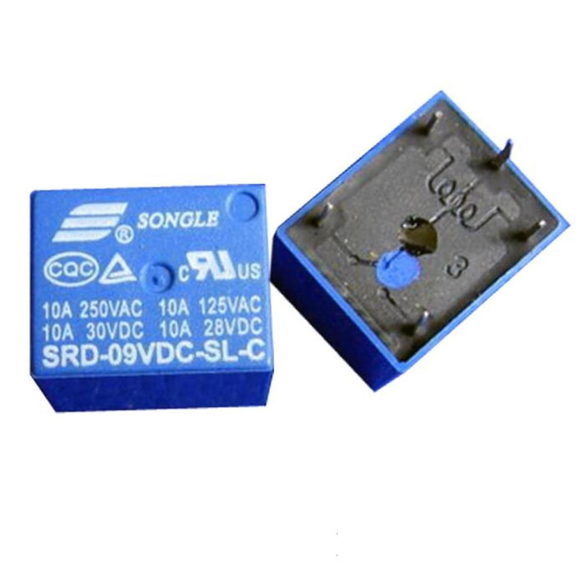 Picture of 9V Relay DC-9V DC9V 10A 250VAC 5 Pin Coil SPDT Power Relays SRD-09VDC-SL-C PCB Mount Auto Universal Power Relay Switches DC 9V Relay