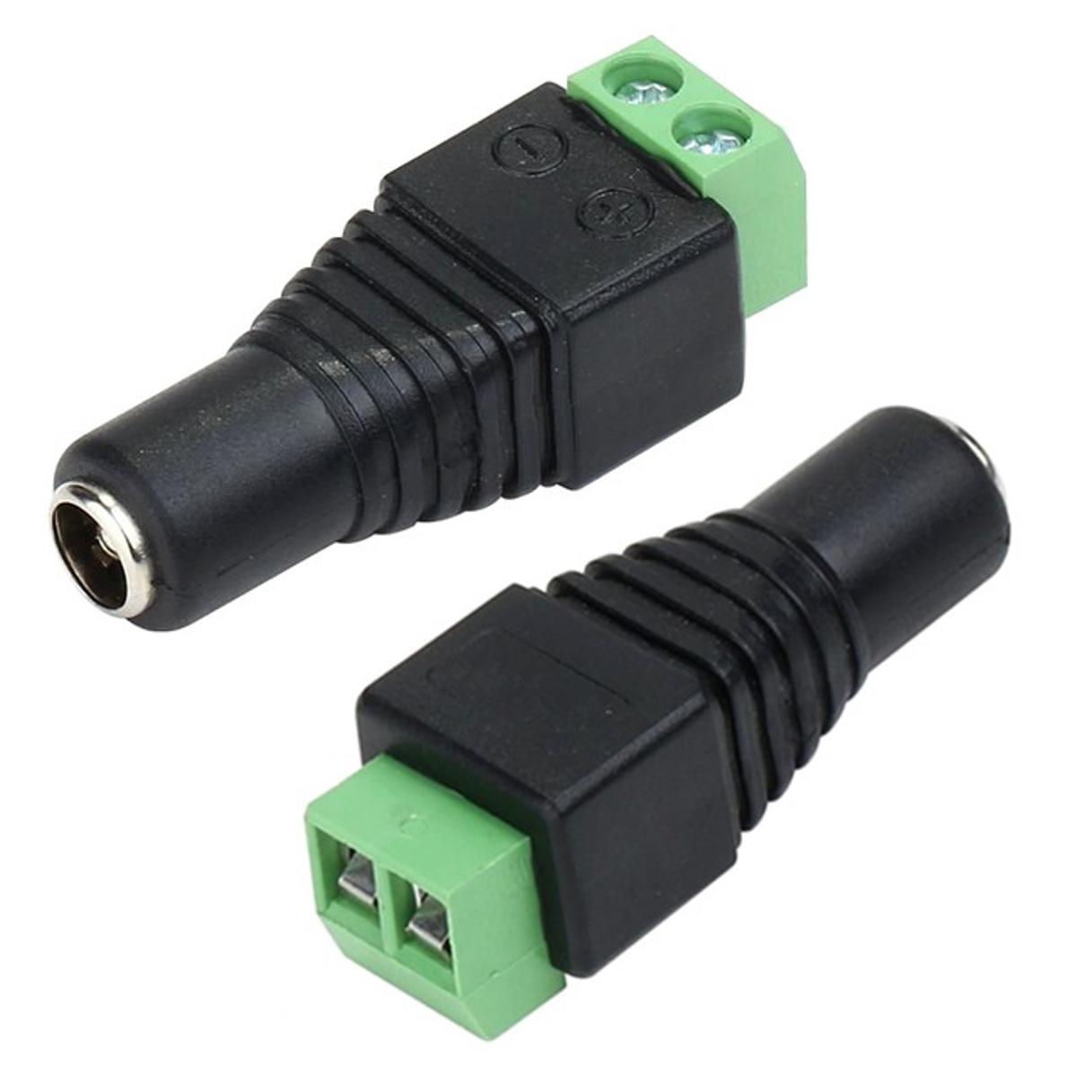 Picture of 2Pcs- FEMALE 2 Pin Screw Terminal With BARREL Type 2.1mm Female DC Power Socket 5V 12V 24V 5.5×2.1mm Plug To Power Supply Female Socket Adapters For LED Strip Cables