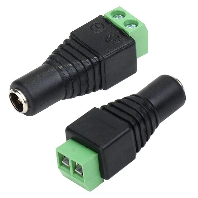 Picture of 2Pcs- FEMALE 2 Pin Screw Terminal With BARREL Type 2.1mm Female DC Power Socket 5V 12V 24V 5.5×2.1mm Plug To Power Supply Female Socket Adapters For LED Strip Cables