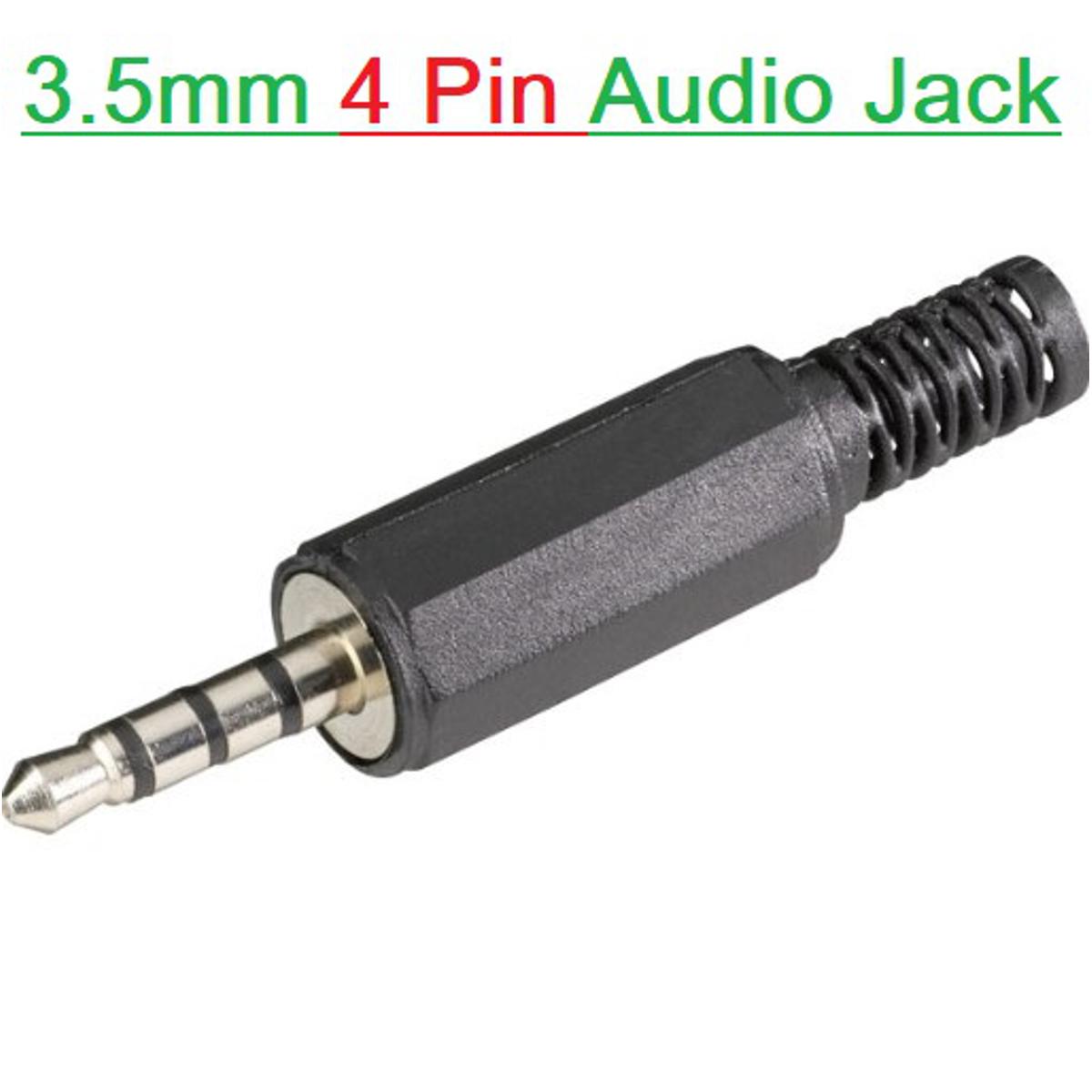 Picture of 4Pin 4P MALE 3.5mm 4 Pin PLASTIC Body 4 Pole Stereo Male Audio Headphone Jack Cables Connector Earphone Plug For Mobile Phone Laptop Desktop PC MP3 Video Sockets