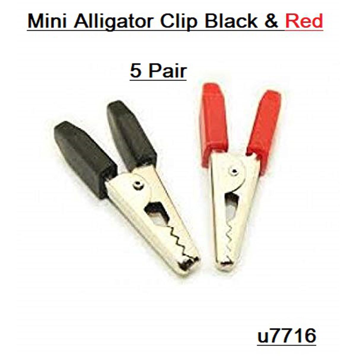 Picture of 5Pair- 34mm Mini RED & BLACK Electronic Spices Metal Alligator 34mm Clip Red & Black Plastic Handle Alligator Clips For DIY Kit Clips Test Leads
