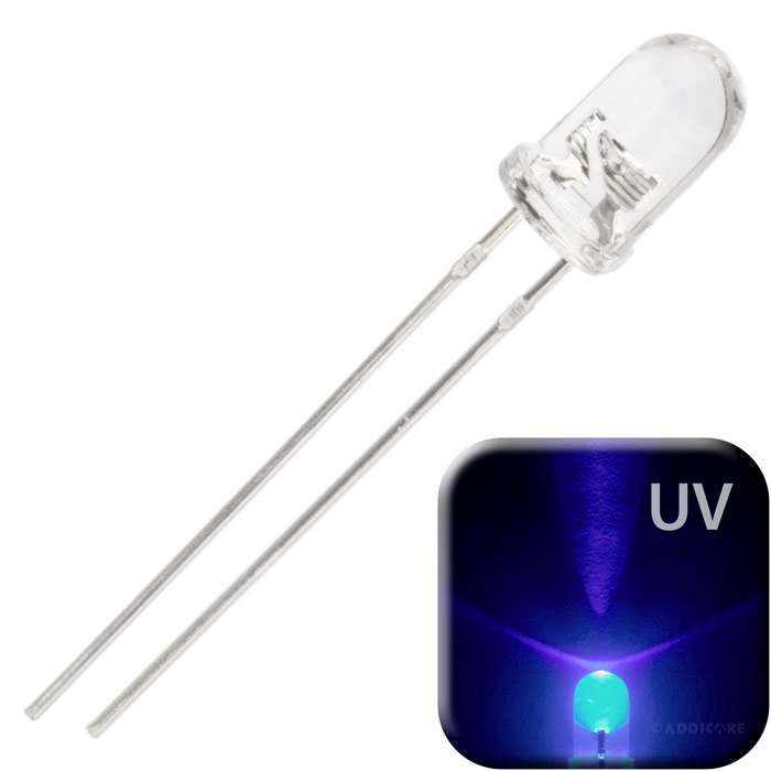 Picture of Quirky Finds - 5Pcs- UV Money Checker LED Ultra Bright Clear Transparent DC 3V 20mA 5mm Purple UV LED Diode Lights Emitting Diodes