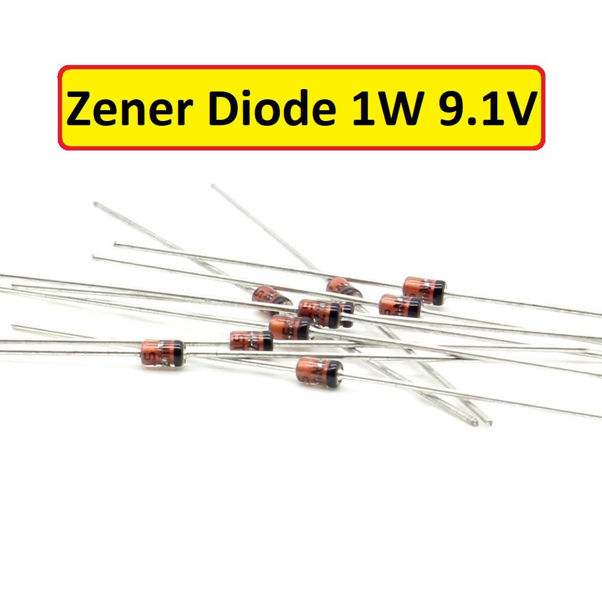 Picture of 10Pcs- 1Watt 9.1V Zener Diode 1W 9.1V 1N4739 Through Hole Voltage Regulator Zener Diode DO-41 DIP 3 Pin Leads