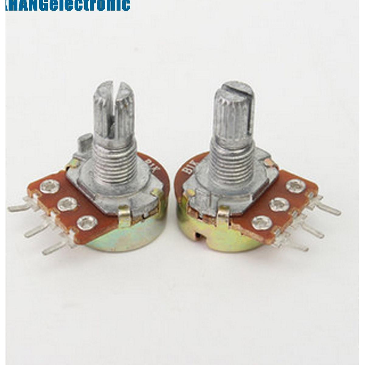 Picture of 2Pcs- 3 Pin 1K Potentiometer Panel Mount 1K Ohm 1/2 Watt 3 Terminal Leads Single Gang Linear Taper Rotary Potentiometer 1K Ohm Adjustable Variable Resistor Volume Pot