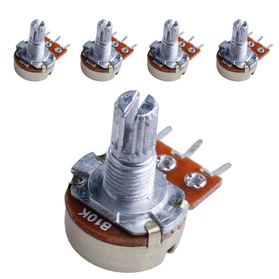 Picture of 2Pcs- 3 Pin 10K Potentiometer Panel Mount 10K Ohm 1/2 Watt 3 Terminal Leads  Single Gang Linear Taper Rotary Potentiometer 10K Ohm Adjustable Variable Resistor Potentiometer Pot
