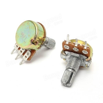 Picture of 2Pcs- 3 Pin 100K Potentiometer Panel Mount 100K Ohm 1/2 Watt 3 Terminal Leads Single Gang Linear Taper Rotary Potentiometer 100K Ohm Adjustable Variable Resistor Volume Pot