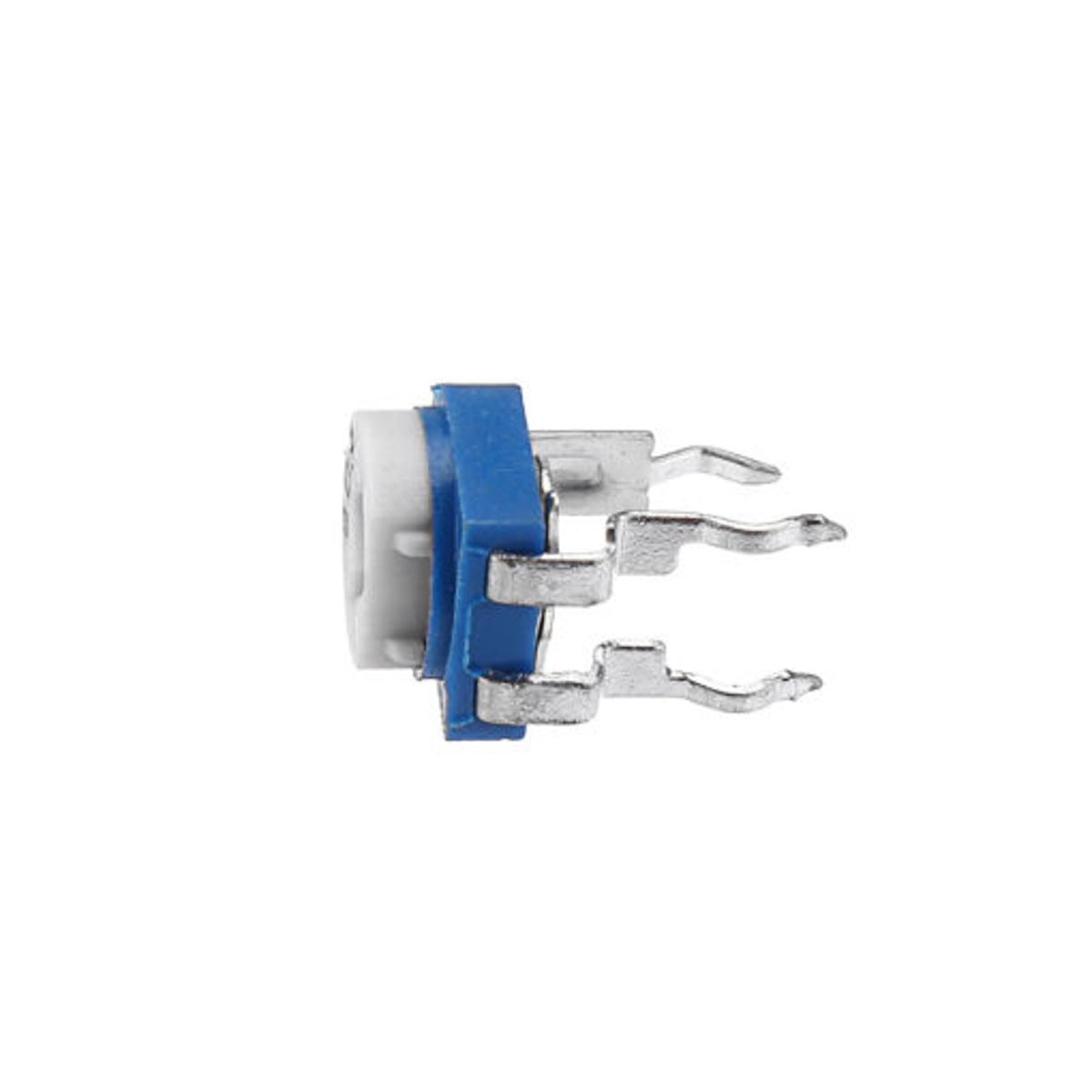 Picture of 10Pcs- RM065 RM-065 VR 20K Ohm 203 Potentiometer Trimmer Trim Pot 20K Ohm 203 Trimpot Variable Resistor Top Adjustment Single Turn 6mm V/R 3 Pin Leads Terminals 