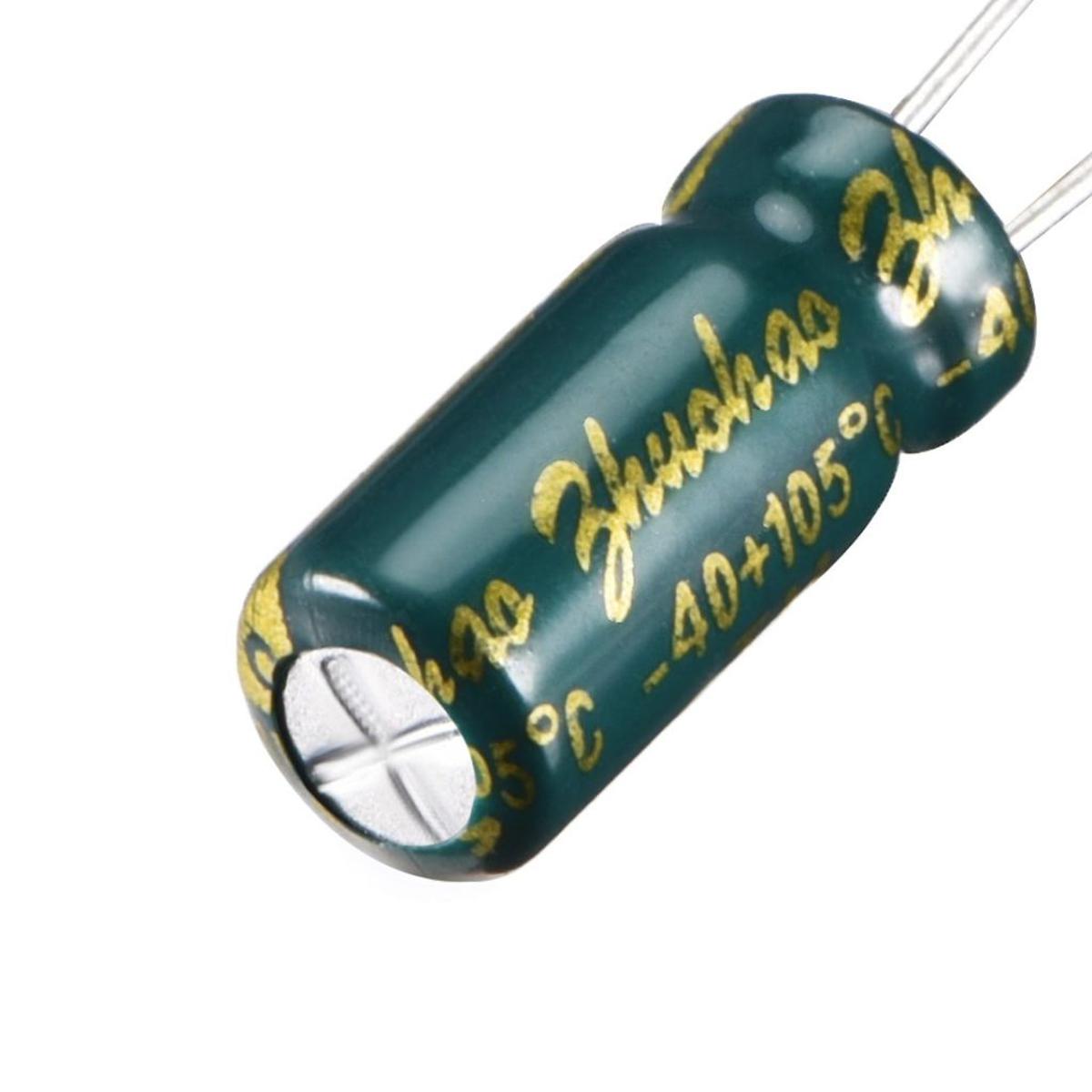 Picture of 25Pcs- 47uF 25V RADIAL Electrolytic Capacitor 47uF 25V Radial Polarized Aluminum Electrolytic Capacitors 2 Pin Leads Connections Leg