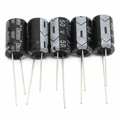 Picture of 5Pcs- 330uF 50V RADIAL Electrolytic Capacitor 330uF 50V Radial Polarized Aluminum Electrolytic Capacitors 2 Pin Leads Connections Leg