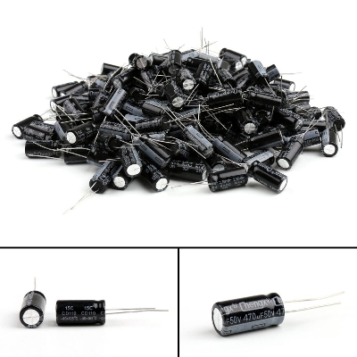 Picture of 5Pcs- 470uF 50V RADIAL Electrolytic Capacitor 470uF 50V Radial Polarized Aluminum Electrolytic Capacitors 2 Pin Leads Connections Leg