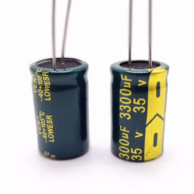 Picture of 2Pcs- 3300uF 35V RADIAL Electrolytic Capacitor 3300uF 35V Radial Polarized Aluminum Electrolytic Capacitors 2 Pin Leads Connections Leg