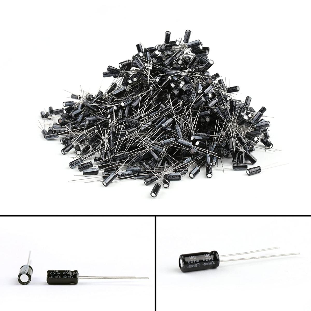 Picture of 25Pcs- 0.22uF 50V RADIAL Electrolytic Capacitor 0.22uF 50V Radial Polarized Aluminum Electrolytic Capacitors 2 Pin Leads Connections Leg