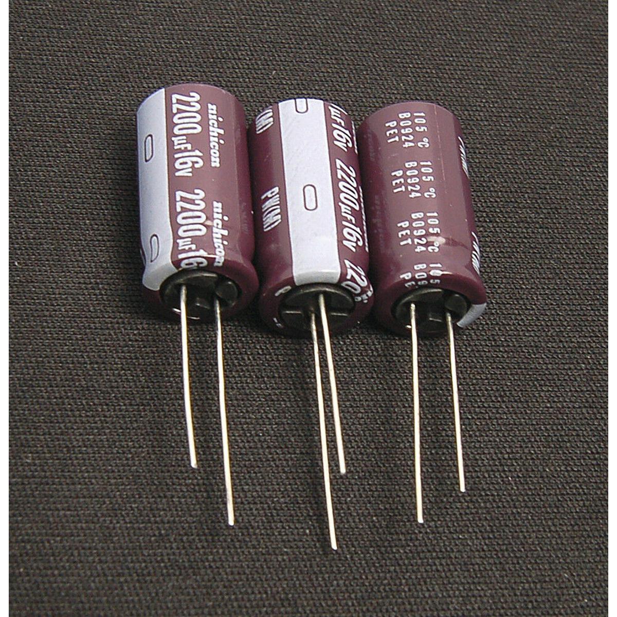 Picture of 3Pcs- 2200uF 16V RADIAL Electrolytic Capacitor 2200uF 16V Radial Polarized Aluminum Electrolytic Capacitors 2 Pin Leads Connections Leg