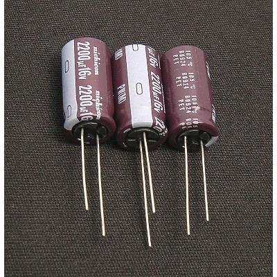 Picture of 3Pcs- 2200uF 16V RADIAL Electrolytic Capacitor 2200uF 16V Radial Polarized Aluminum Electrolytic Capacitors 2 Pin Leads Connections Leg