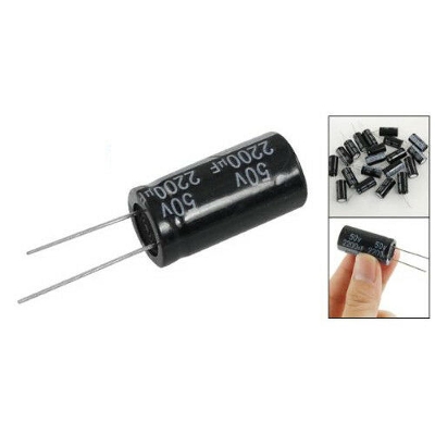 Picture of 2Pcs- 2200uF 50V RADIAL Electrolytic Capacitor 2200uF 50V Radial Polarized Aluminum Electrolytic Capacitors 2 Pin Leads Connections Leg