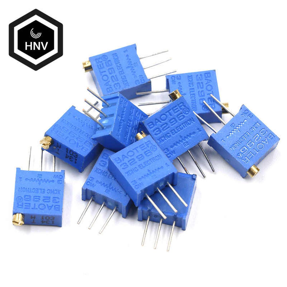 Picture of 3Pcs- 3296 202 Square Cermet 2K Ohm 1/2W Vertical Potentiometer Variable Resistors 3 Pin Leads 2K Ohm Trimpot Trimmer 202 Potentiometer 25 Turn 3 Pin Adjustment Trim Pot