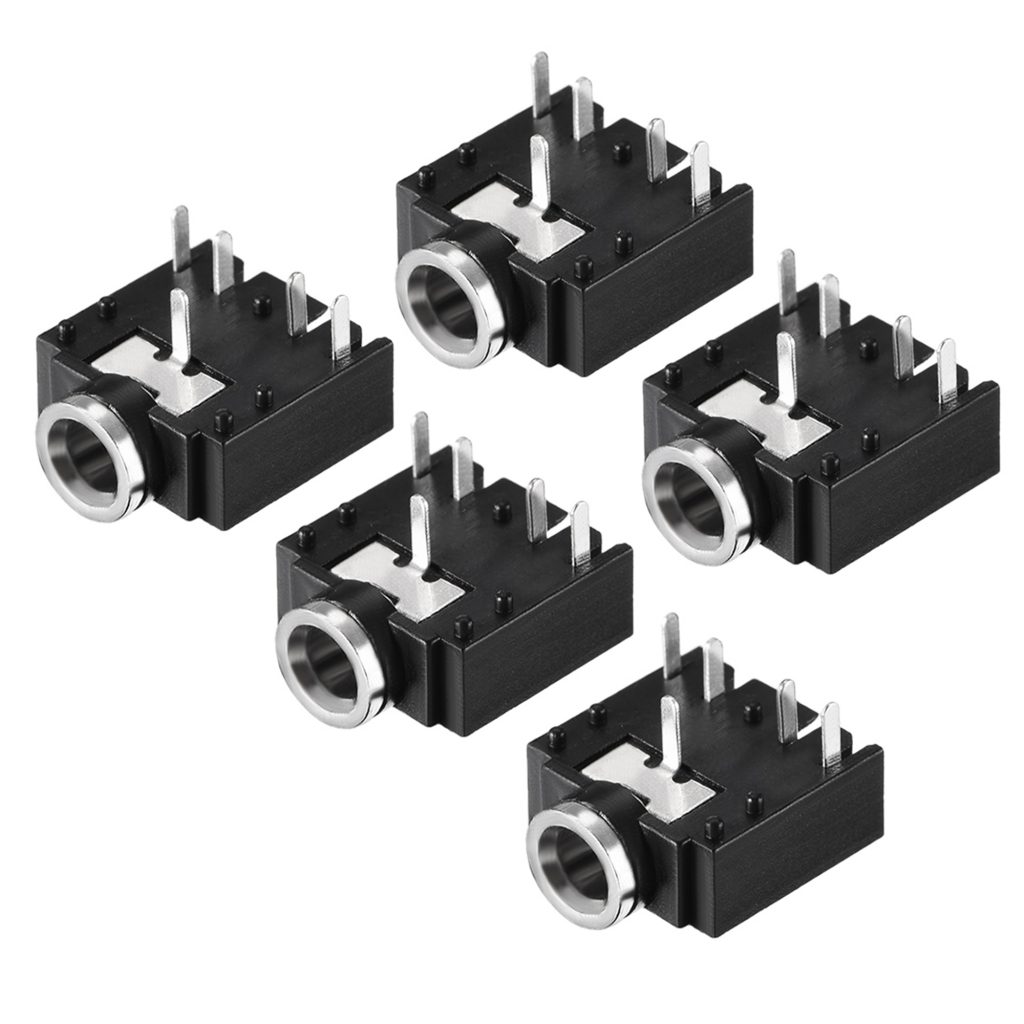 Picture of 5Pcs- PJ-307 3.5mm 5Pin Leads AUDIO Socket PCB Mount Female 3.5mm 5 Pin Audio Socket Connector PJ-307 Headphone Stereo Amplifiers Sockets