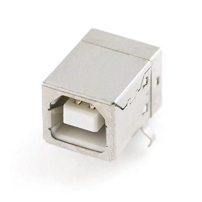 Picture of 2Pcs- USB 2.0 Type B FEMALE 4-Pin DIP PCB Socket Connectors Cables Printer Port USB Female Type-B Port 4 Pin Right Angle PCB Mount Connector Silver Tone For Printer Arduino ONU MEGA 
