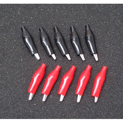 Picture of 2Pair- 45mm Electronic Spices Metal Alligator 45mm Clip RED & BLACK Covered Test Leads Clamp Soft Protective Insulated Boots For Cables Connectors 