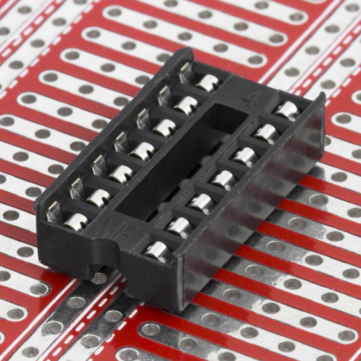 Picture of 5Pcs- 14Pin IC Base 14 Pin Leads PCB Mount Low Cost IC Socket DIL DIP IC Socket PCB Mount Connector Adaptor Solder Type IC Base Socket 14 Pin IC Base