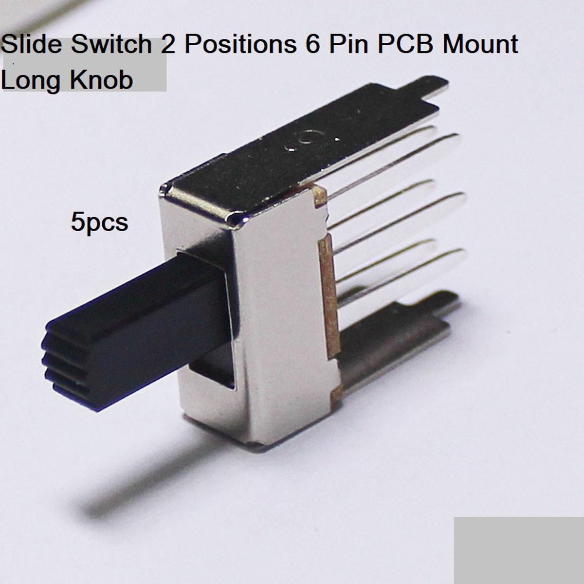 Picture of 5Pcs- Slide Switch 2 Positions 6 Pin PCB Mount Long Knob Switches