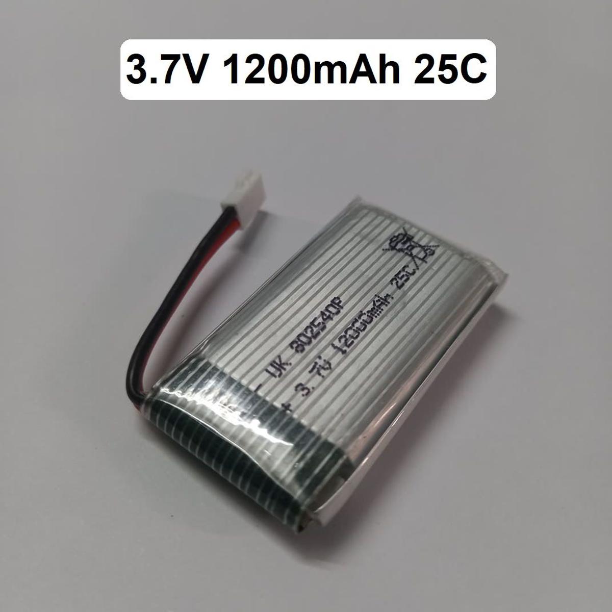 Picture of 1200mAh 1S 25C 3.7V Lipo Batteries 3.7V 1200mAh 25C 1S Lithium Polymer Battery 1200mAh Rechargeable Battery 66x31x8mm 1200mAh Battery With JST 51005 2Pin Connector & Cables