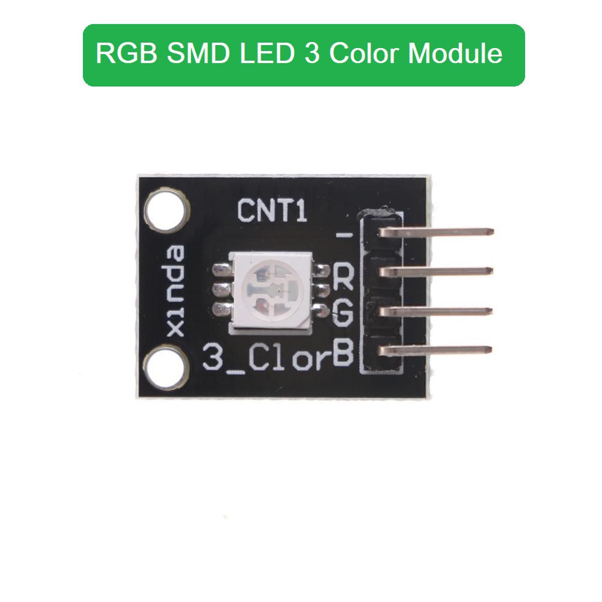 Picture of RGB SMD LED 3 Color Module Circuit Board RED GREEN BLUE RGB With 4 Pin Cables Header For Arduino DIY LED Light Bulbs RGB LED Module