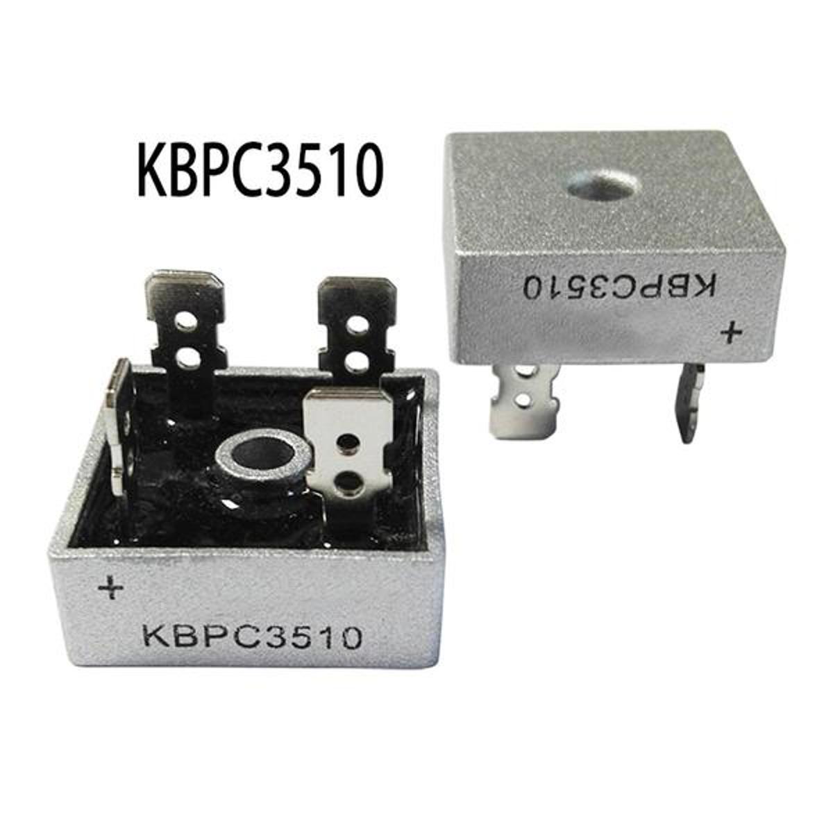 Picture of Silver KBPC3510 1000 Volt Bridge Rectifier 3510 Diode 35A 1000V AC To DC Single Phase Metal Housing 4 Pins Leads 35A Diode 1000V KBPC3510Bridge Rectifier 3510 Full Wave Bridge Rectifier Diode